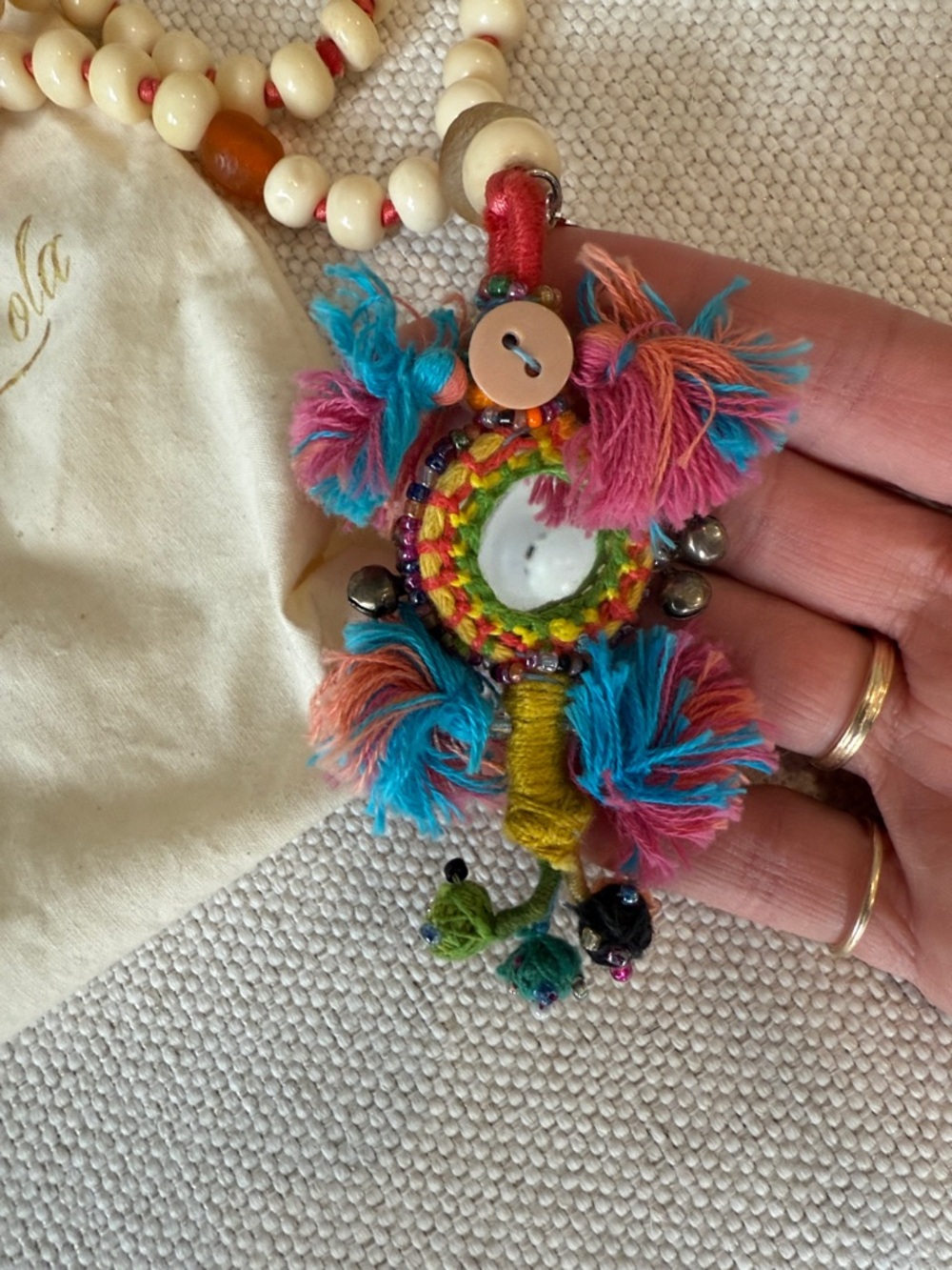 Perle by Lola - Beaded Tassel Necklace with Colorful Pendant - Picture 5 of 7